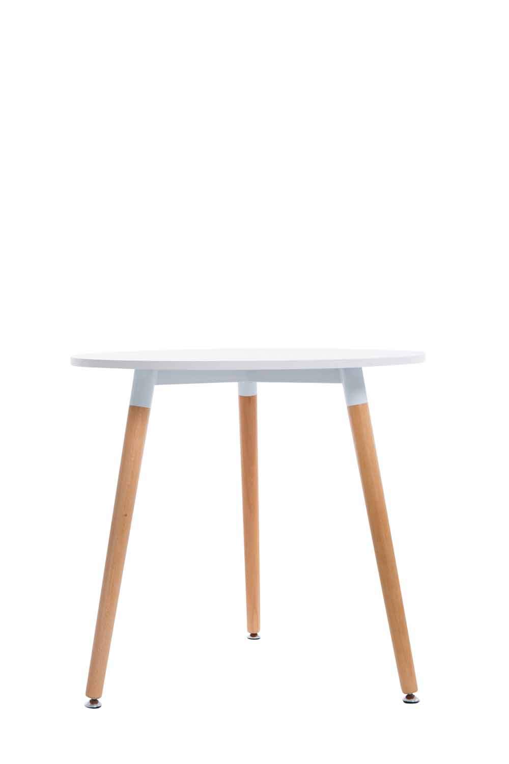CLP Mesa Auxiliar Ansgar En Estilo Nórdica I Mesa De Centro Baja con Ř 80 Cm I Mesa De Café con Base De Madera & Tablero De MDF I Color:, Color:Blanco, Color del Marco:Natura