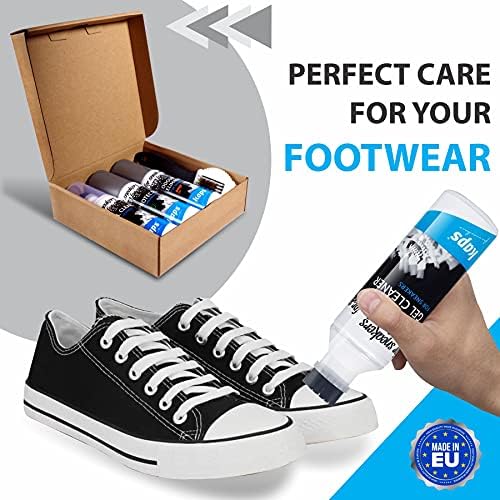Kaps 4 Sneakers Shoe Care Cleaning Kit - Sneakers Gel Cleaner, Water Repellent Protector Spray, Odour Eliminator 100 ml, Nubuck and Suede Brush  Suitable for Trainer, Suede, Leather, and Nubuck Shoes