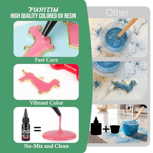 UV Resin Jewelry Making Kit,30 Colors 600g Crystal Resin,Fast Curing Odorless & Colored UV Resin Kit with Light and Molds, DIY Jewelry Making Kit, Resina Kits for Keychain and Earring by FUHITIM - Image 5