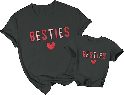 ASTANFY Mommy and Me - Trajes a juego para el día de San Valentín, camisetas de corazón para mujer, camiseta de corazón para el día de San Valentín