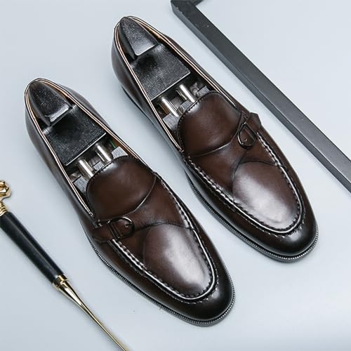 Men's Slip-On Leather Derby Oxford Shoes Classic Round-Toe Low Top Block High Heel Dress Shoes Oxfords PU Fashion Dress Sneakers Business3