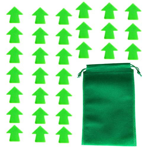 ReallyDobry Carpet Spot Sit Markers - 4” Arrow Floor Markers for Students Group Activity Sports Training Landmark - 30 Pcs Green Hook and Loop Classroom Sitting Dots with Non-Woven Drawstring Bag