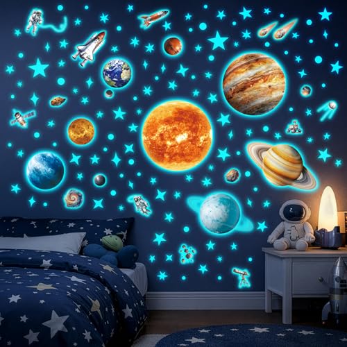 DECOWALL Vinilos de Pared Sistema Solar que Brillan en la Oscuridad miniatura 4