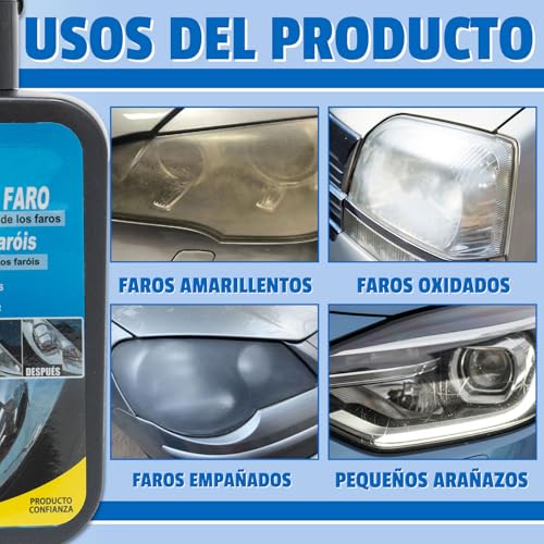 Kit Pulir Faros Coche 180ml con Esponja Premium – Restaurador de Faros, Elimina Amarilleamiento, Óxido y Arañazos, Alto Brillo y Protección UV Duradera - imagen 3