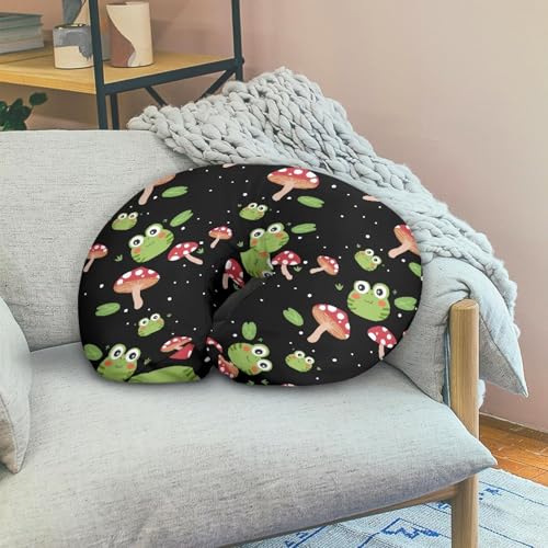 Image of Frog Mushrooms Baby Nursing Pillow Cover Neutral Breathable Pillow Cover for Infant Snug, Removable Breastfeeding Pillow Slipcover Easy to Clean