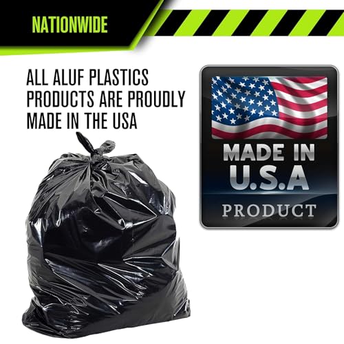 Aluf Plastics 12-16 Gallon 1.2 MIL Black Heavy Duty Garbage Bags - 24