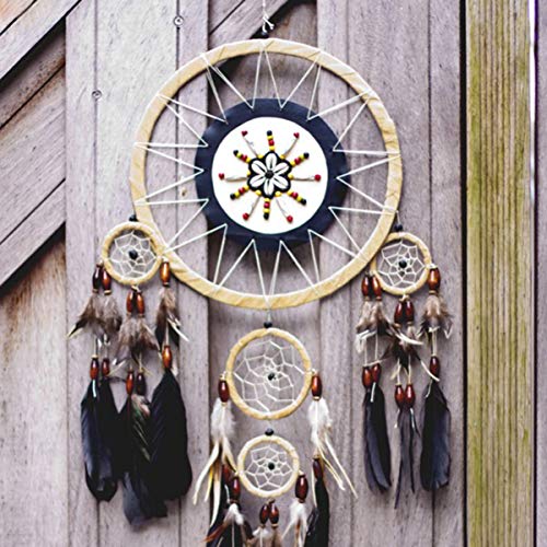 EXCEART Dream Catcher Aros Aros de Bambu De Madeira Floral Grinalda Anéis Macrame Craft para DIY Cor