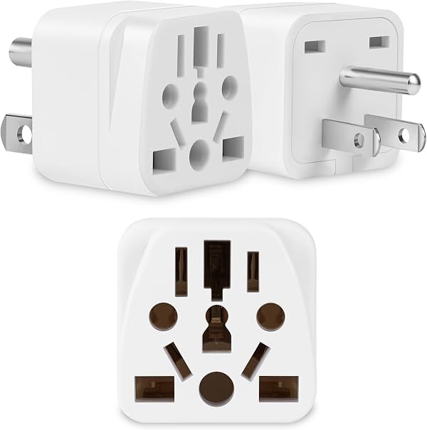 Paquete de 3 adaptadores de viaje de EE. UU. - UE, Reino Unido, Australia, China, Japón, Italia, Brasil a adaptador americano, adaptador universal para EE. UU. - Tipo B, blanco