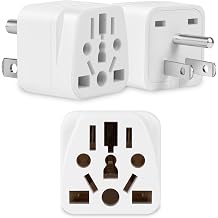 3 Pack US Travel Plug Adapter- EU, UK, AU, CN, JP, Italy, Brazil to American Plug Adapter, Universal Plug Adapter for USA- Type B, White