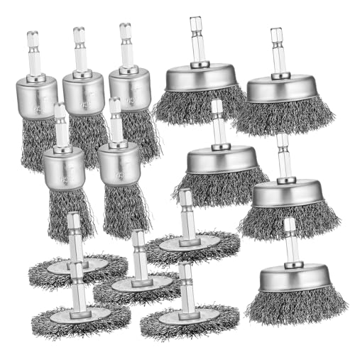 HYTROVE 15 Pièces Brosses Métalliques pour Perceuse de Acier Inoxydable pour Nettoyage et Polissage Accessoires pour Perceuse Électrique