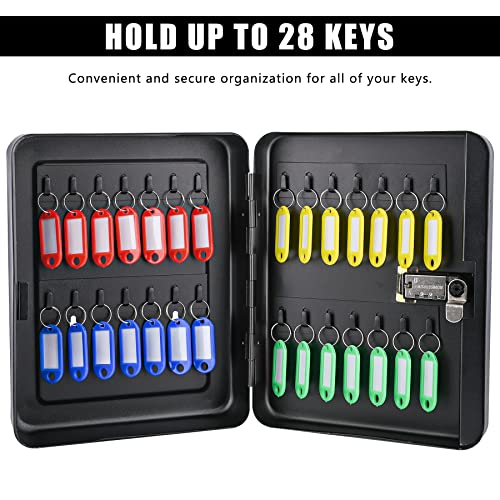 Key Box Wall Mount, 28 Key Hooks & Tags, Steel Security Locking Key Cabinet, Storage Key Lock Box With Code, Key Management Cabinet With Combination Lock #TOP2