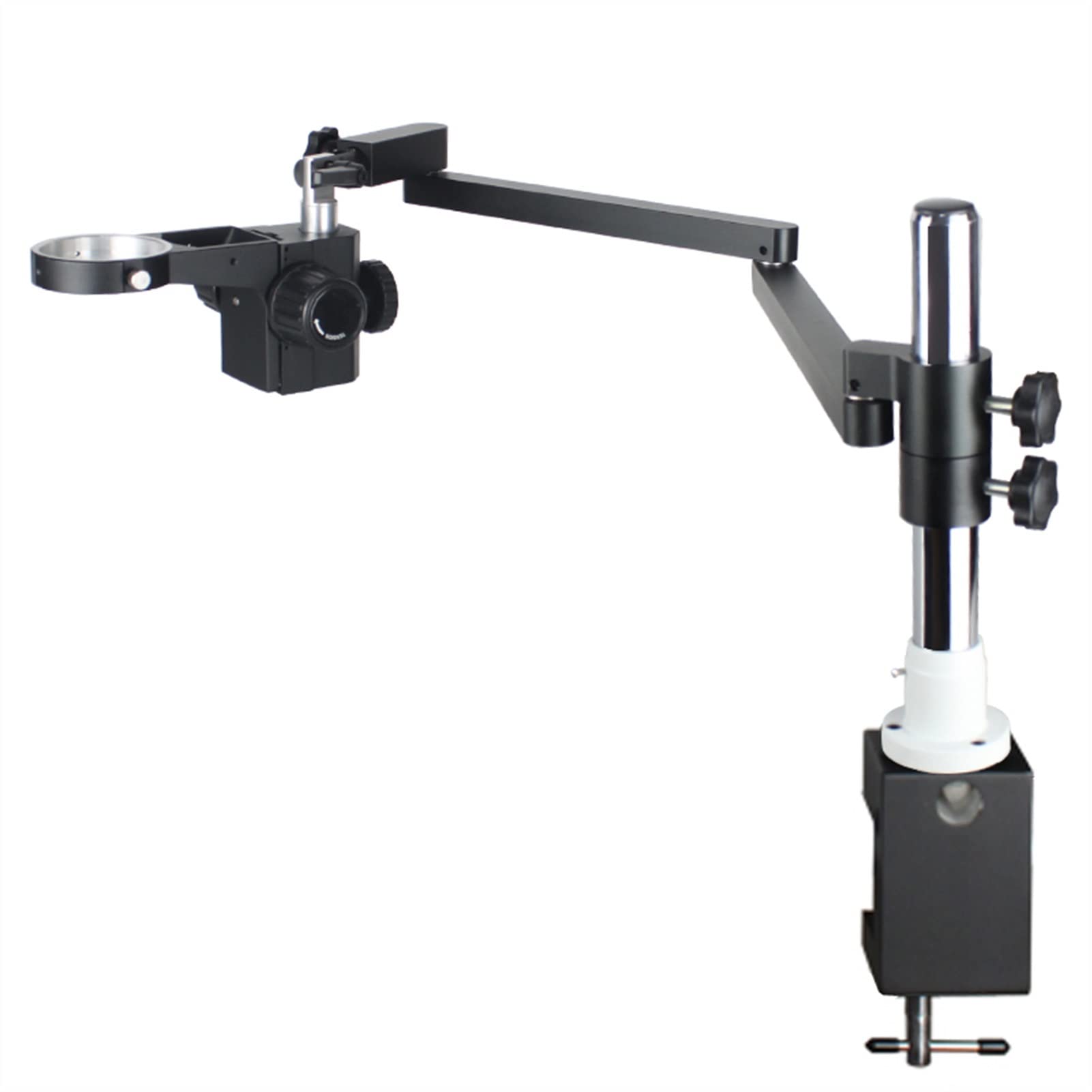 Microscope 76mm Stereo Trinocular Microscope 50mm Video Microscope Camera Universal Adjustable Direction Clamp Arm Pillar Clamp Holder(50mm No Upright)