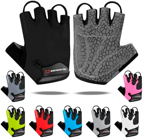 WESTWOOD FOX Guantes de ciclismo de medio dedo, unisex, acolchado...