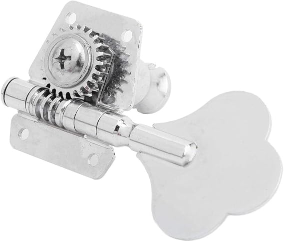 Bass Tuning Pegs for Right Row, Bass Tuners for Electric BassBass Guitar Tuning Pegs with Bronze Gear & Steel Body,Fine Tune Knob,Silver Open Style Machine Head (1 Set)