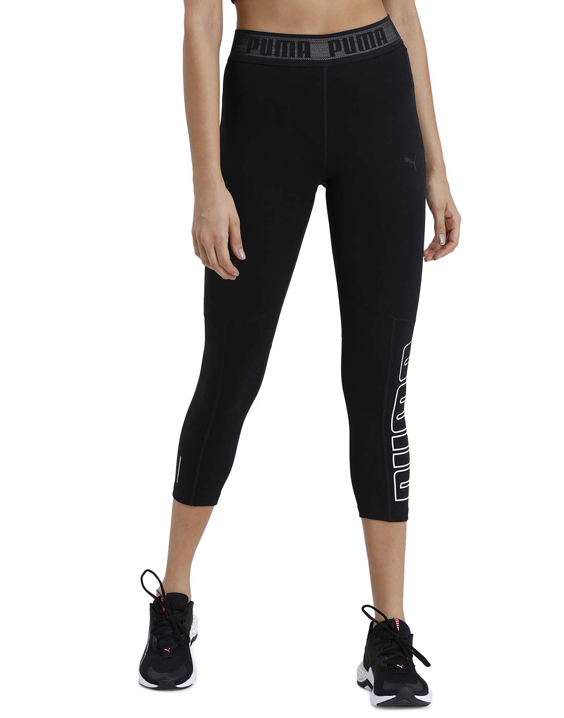 Puma Women's Logo Elastic 3/4 Tight Leggings, Black, S