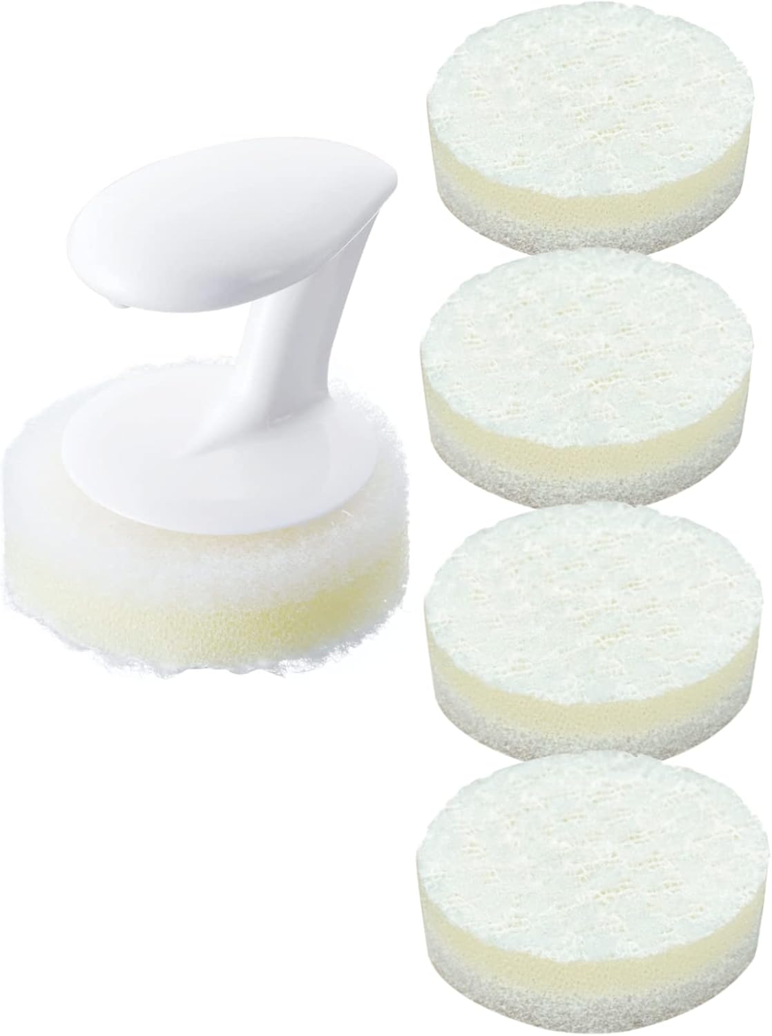 Mameita Washbasin Sponge, White, Includes 4 Spares, Made in Japan, Diameter 2.6 x Height 3.0 inches (6.5 x 7.5 cm), Water Spake, Remover, Easy Grip