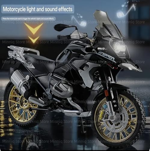 Image of Compatible for Big B-m-w R1250GS Motorcycle DieCast Model, Suspension and Hand Free Roller, Toy Motorcycle Collection with Music Lighting Toy for Kids (B-m-w R1250GS-Black)