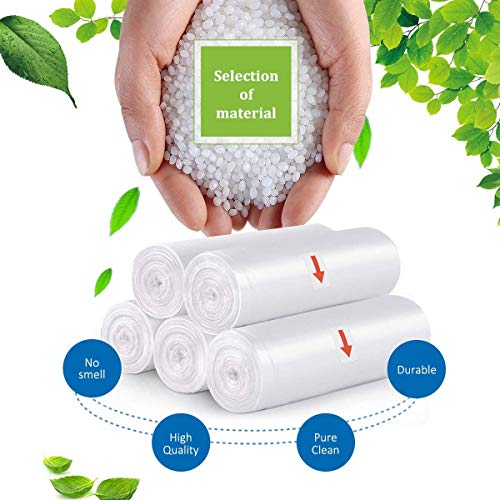 Image of 6 Gallon 330 Counts Strong Trash Bags Garbage Bags by Teivio, Bathroom Trash Can Bin Liners, Plastic Bags for home office kitchen, Clear