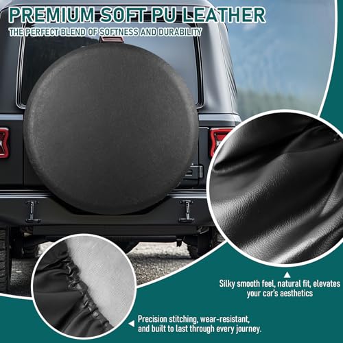 Image of Spare Tire Cover 20 inch-22 inch, Universal Fit for Jeep, SUV, RV, Trailer, Truck, Waterproof Dustproof PVC Leather Wheel Cover (Black)