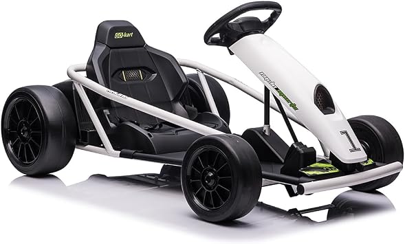24V Go Kart for Kids 8-12 Years, 300W*2 Extra Powerful Motors, 9Ah Large Battery 8MPH High Speed Drifting with Music, Horn,Max Load 175lbs Outdoor Ride On Toy for Teens White