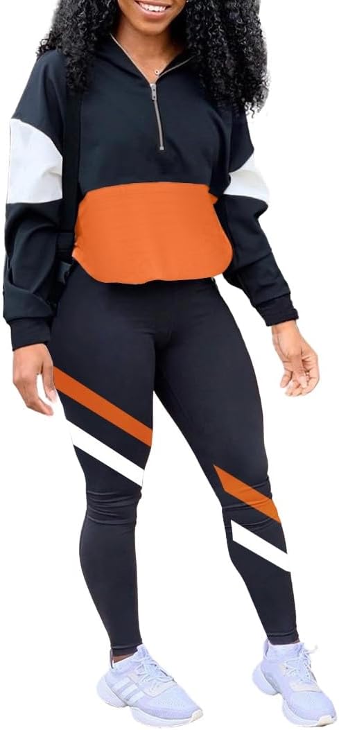 EOSIEDUR Women's Two Piece Outfits Zip Top Jacket and Elastic Waistband Pant Women Sweatsuit Tracksuit Sets