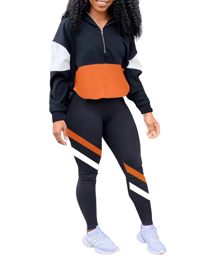 EOSIEDURWomen's Two Piece Outfits Zip Top Jacket and Elastic Waistband Pant Women Sweatsuit Tracksuit Sets