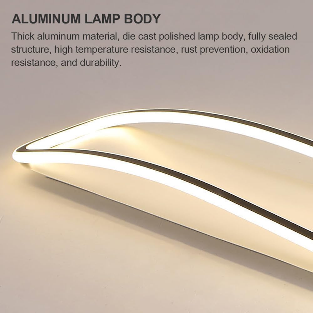 Modern Minimalist Ceiling Light Long Strip Dimmable LED Semi Flush Mount Ceiling Light Linear Hallway Lighting Fixture for Dining Room Living Room Kitchen Stairway Corridor Cloakroom