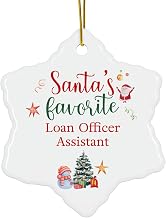 Santa's Favorite Loan Officer Assistant Ornament - Gifts for Coworker Staff Employee Lending Assistant Manager Men Women - 3-Inch Ceramic Snowflake for Christmas Tree Party