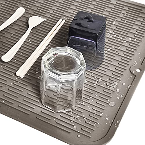 Extra Large Silicone Trivet Heat Resistant Mat 18'' X 16'' Dish Drying Mats Kitchen Counter Rack Sink Drainer Pad Hot Pot Trivet Dishwasher Safe (Brown) #TOP4