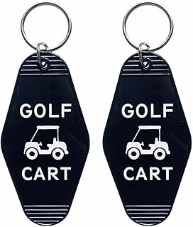 2pcs Golf Cart Keychain Plastic Retro Motel Golf Cart Key Chain for Women Men