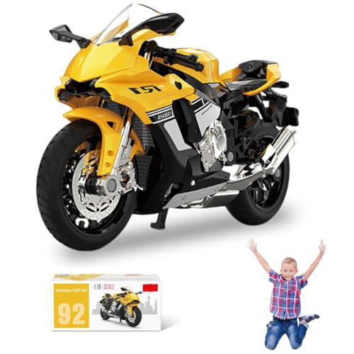 Modelo De Motocicleta De SimulacióN,Motocicleta Juguete de Aleación,Modelo De Motocicleta De SimulacióN,Para Juegos Educativos Para NiñOs Y NiñAs, Regalo De Fiesta De CumpleañOs (11CM Amarillo)