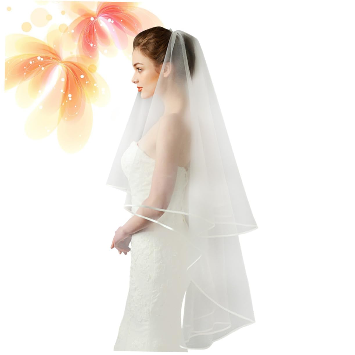 3stücke Eleganter Brautschleier Mit Feiner Umrandung Kurz Und Romantisch Für Hochzeiten Und Fotoshootings Beige Hochzeitsaccessoires Für Bräute