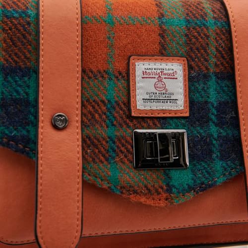 Image of Islander Women's Medium Tweed Satchel Handbag, Black and Grey, 24x16x7cm