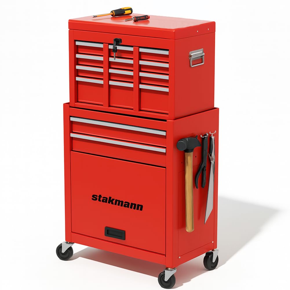 Carrello Portautensili 2in1 8 Cassetti 1 Sportello in Acciaio 68x33x108 cm