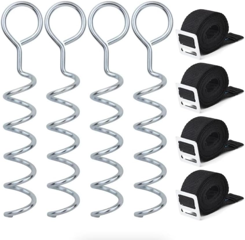 ZERO GRAVITY Sport's Trampoline Tie Down Ground Anchor Fixing Kit Heavy Duty, Strong and Galvanised Corkscrew Style
