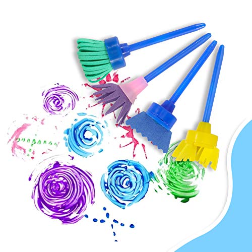 PHOGARY 29pcs Schwamm Pinsel Set Kinder,Kinder Malwerkzeuge Set für Früherziehung DIY-Lernen, einschließlich Schaum Pinsel, DIY Muster Pinsel Set