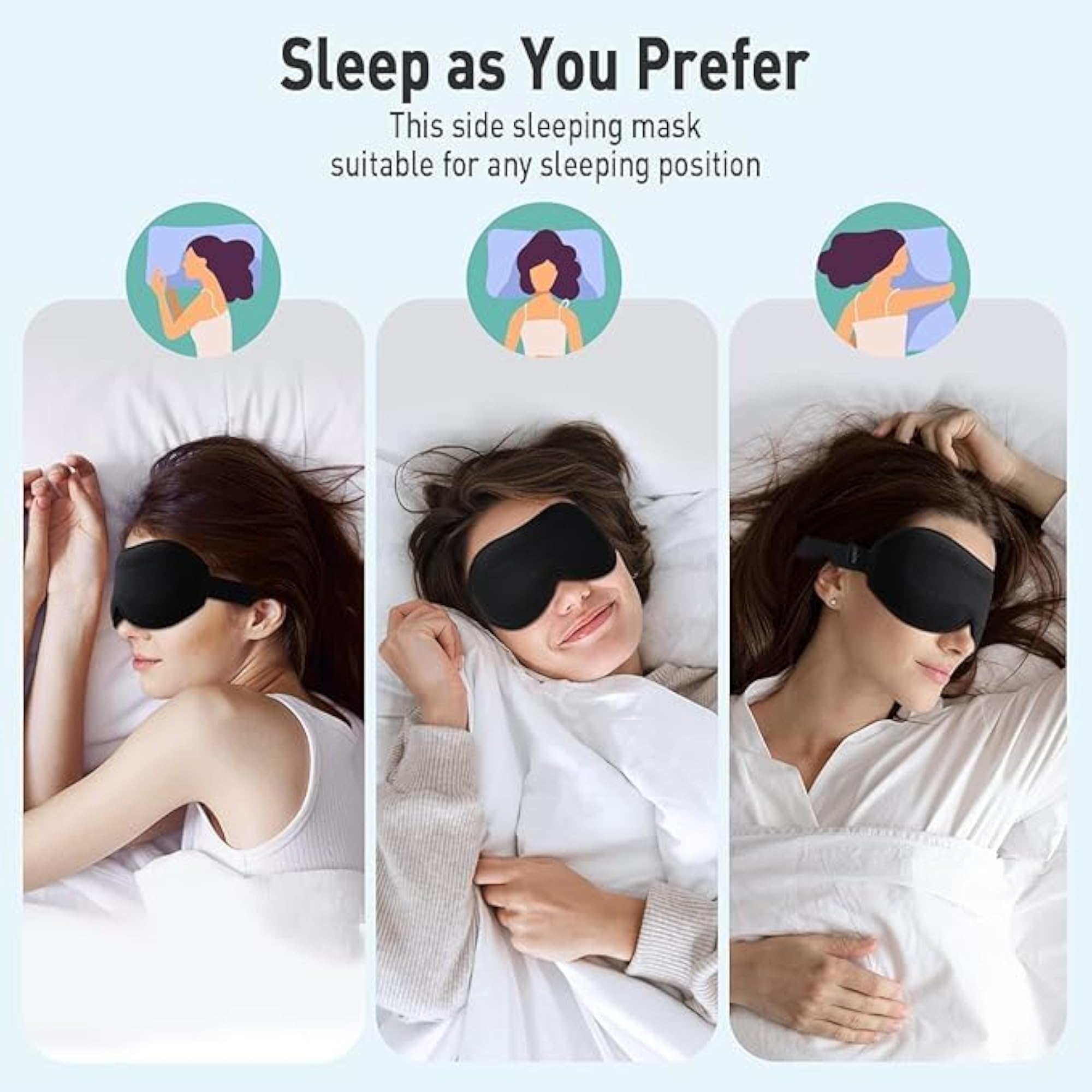 Cooling Sleeping Eye Mask with Adjustable Strap, Soft Fabric