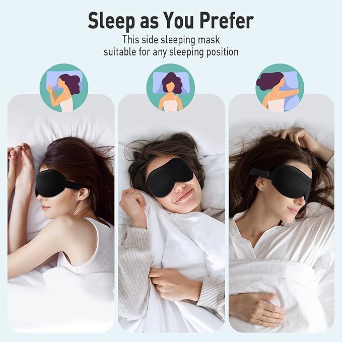 Image of Cooling Sleeping Eye Mask with Adjustable Strap, Soft Fabric, Night Blindfold for Comfort and Travel