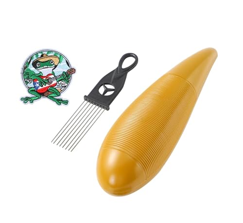 Puerto Rico Music Guiro Instrument with Scraper – Traditional Puerto Rican Latin Percussion for Parranda, Salsa & Celebration Boricua – Plastic Güiro for All