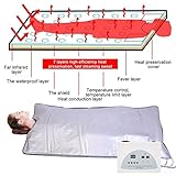 Amplias aplicaciones: Esta manta sauna tiene calor libera exclusivos, que está diseñado para quemar grasa, acelerar el metabolismo, promover la circulación sanguínea sistémica y etc. Es conveniente para el salón de belleza, spa, salas de ocio, y el hogar ..