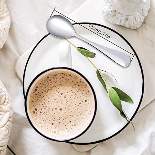 PROKITCHEN 12 Pcs Tea Spoons, Stainless Steel Polished Teaspoons Coffee Spoon, Silver Dessert Spoons Dishwasher-Safe