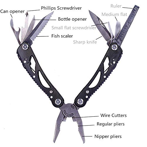 Multitools Folding Plier, Multipurpose Outdoor Survival Portable 13 In 1 Non Slip Pocket Multi Tool Set For Men With Pincers/Screwdriver Black #TOP4