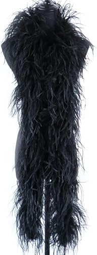 Boas de plumas de avestruz de 6.6 ft, 6 capas, manualidades de disfraces, plumas esponjosas teñidas para vestidos de boda, ropa, chales, accesorios
