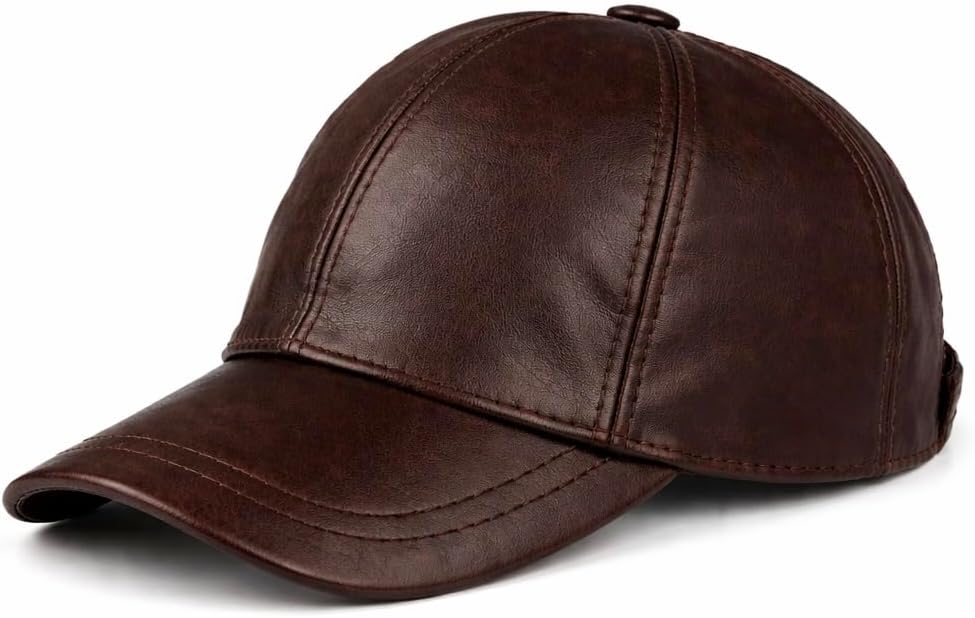 Genuine Leather Baseball Cap Adjustable Strap Plain Real Lambskin Leather Hat Sports Visor