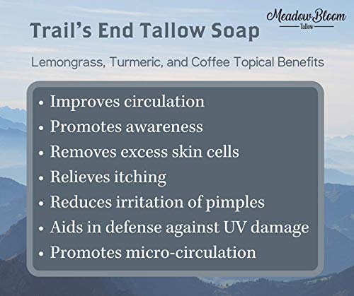 Hunter Cattle Co. Est'd 2004 Hc Meadow Bloom Tallow Bar Soap - Coffee & Turmeric Single Pack - Made With All Natural 100% Grass Fed Tallow Handmade Soap Bar - Great For Face Or Body Soap #TOP1