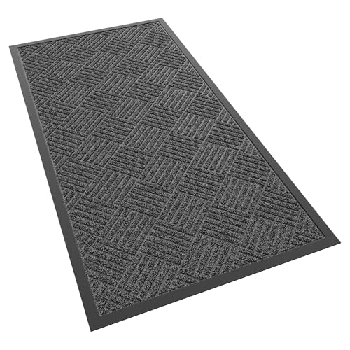 Front Door Mat, 4' x 2' Heavy Duty Indoor Outdoor Doormat, Non-Slip Backing Welcome Mats for Entryway, Low Profile, Commercial Door Mats