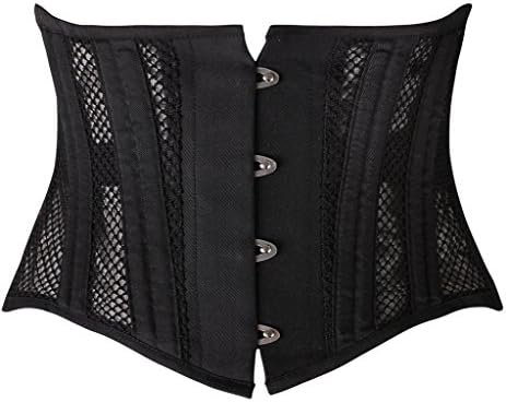 SHAPERX Women's 26 Steel Boned Corset Heavy Duty Waist Trainer Corset Shaper Breathable Mesh Slimming Trimmer Cincher,SZ1997-2-Black-L