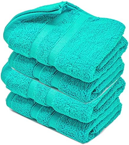 Hand Towels 600gsm ZERO TWIST Cotton Highly Absorbent & Quick Dry Luxury Hotel Quality Luxe Collection Fade Resistant 50x80cm (Teal Blue, Pack Of 2)