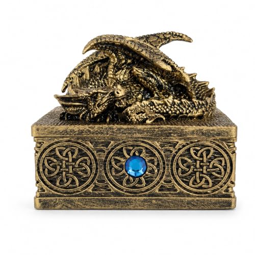Image of Anti-Brass Dragon Jewellery Box, Celtic Trinket Storage for Dragon Lovers