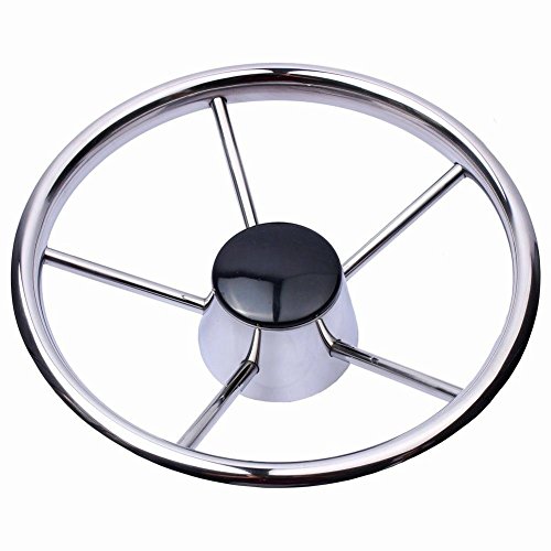 Hoffen Boat Stainless Steel Steering Wheel 5 Spoke 25 Degree 13-1/2'' For Marine Yacht #TOP3